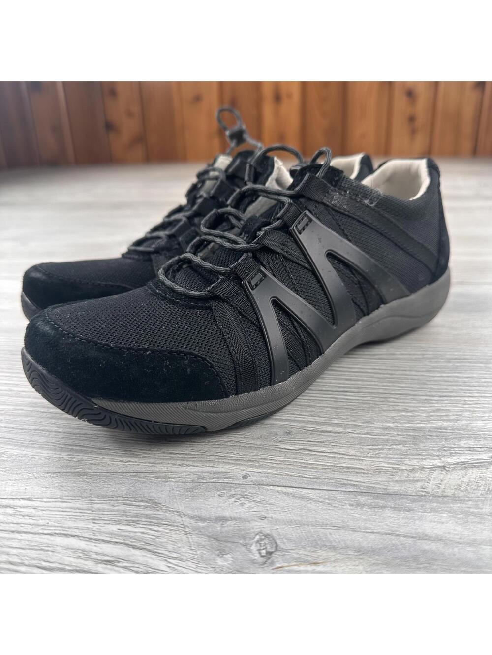 Dansko Henriette Women's Comfort Sneaker Size (38) 7.5-8 Black Suede Bungee Lace